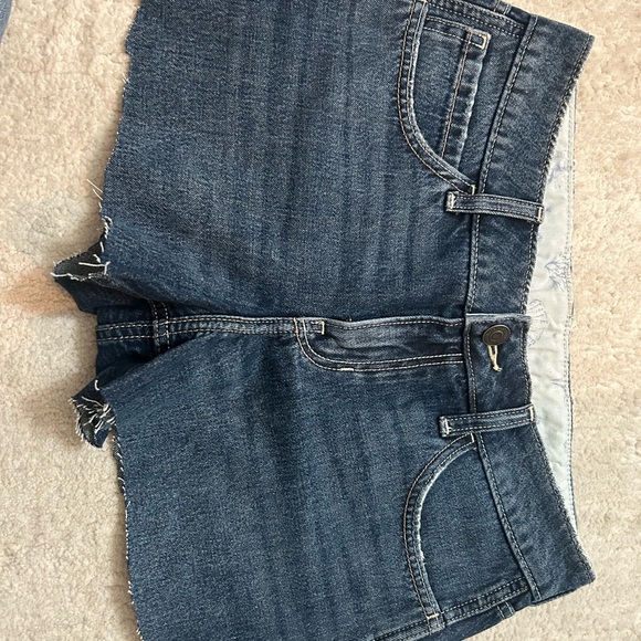 Hollister Pants - HOLLISTER Dark Wash Denim Low Rise Cutoff Fold over Mini Shorts